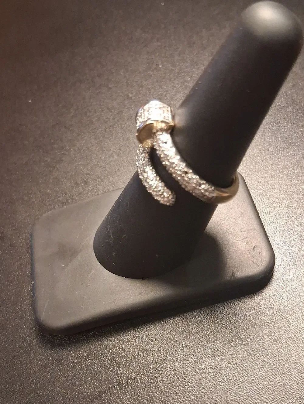 CZ Pave Screw Nail Stainless Steel Ring Size 7.5 New In Box
